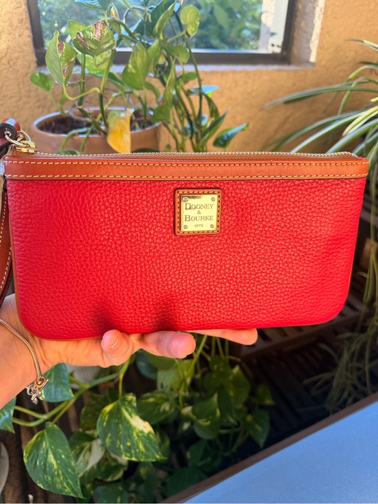 Dooney & Bourke Handbags - Dooney & Bourke Red Pebble Grain Leather Large Clutch 9.5” NWOT